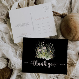 Carte postale Fleur sauvage Boho vert