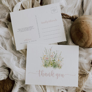 Carte postale Fleur sauvage Boho vert