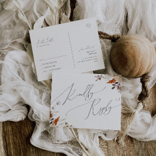 Carte Postale Fleur sauvage d'automne Boho   Mariage RSVP