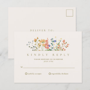 Carte Postale Fleur sauvage d'été Boho Wedding RSVP