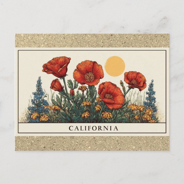 Carte Postale Fleur sauvage Fleur de l'État de Californie (Devant)