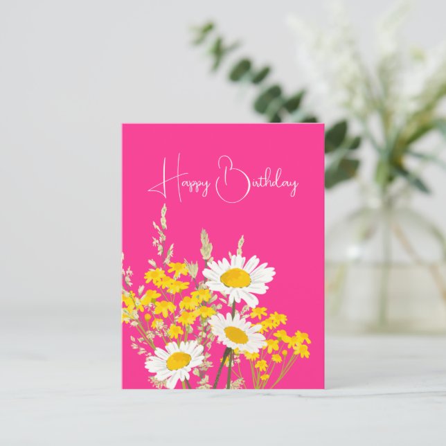 Carte Postale Fleur sauvage moderne Joyeux anniversaire (Debout devant)