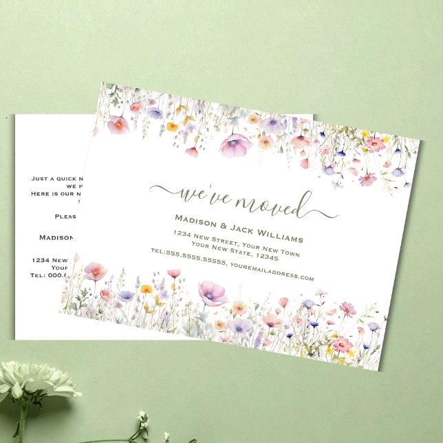Carte Postale Fleur sauvage Nous avons déménagé | Faire-part de  (Créateur téléchargé)