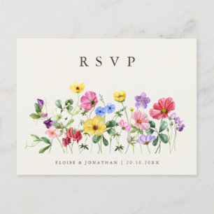 Carte Postale Fleur sauvage Rustique Chic Floral Boho Pays RSVP