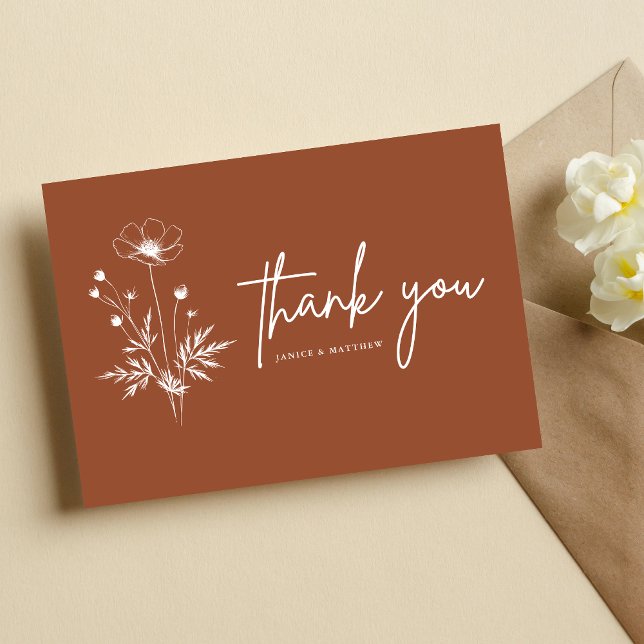 Carte Postale Fleur sauvage rustique Terracotta Boho Mariage (Créateur téléchargé)