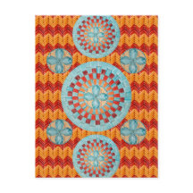 Fleur turquoise Orange Chevron Design