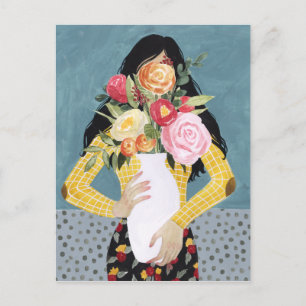 Carte Postale Fleur Vase fille