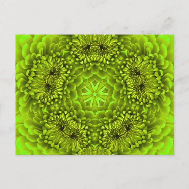 CARTE POSTALE FLEUR VERTE DAHLIA (Devant)