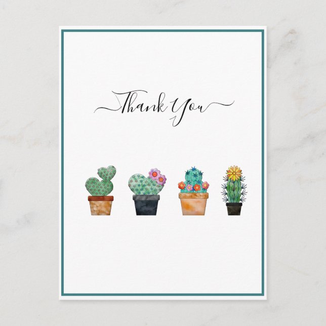 Carte Postale Fleur verte de Cactus mignonne (Devant)