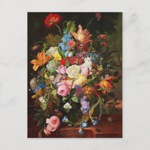 Carte Postale Fleur Vie Encore De Roses, Tulipes Et Carnation