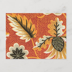 Carte Postale Fleur vintage orange et noir
