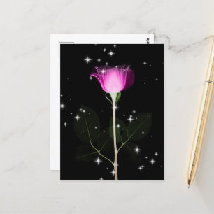 Carte Postale Fleur X-Ray étincelante - rose