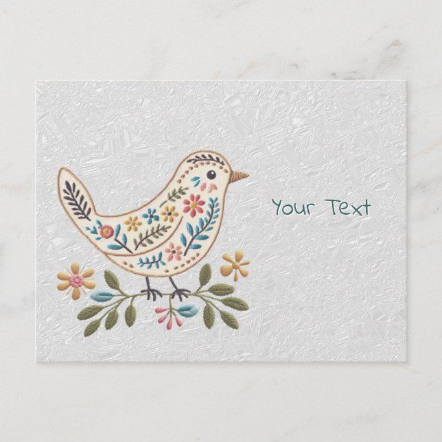 Carte postale fleurie colorée Little Bird (Devant)