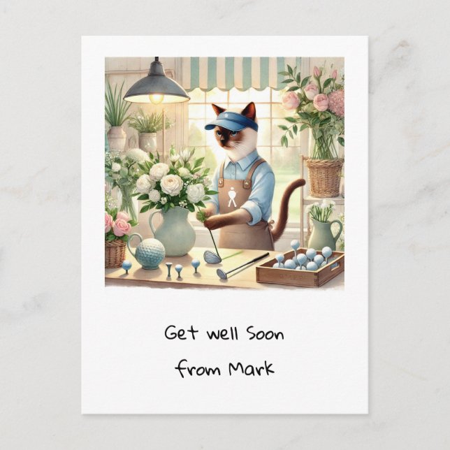 Carte Postale Fleuriste de golf pour amateurs de chats  (Devant)