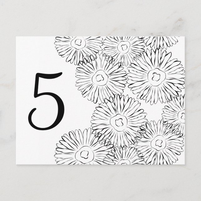Carte Postale Fleurs abstraites de printemps noir et blanc (Devant)