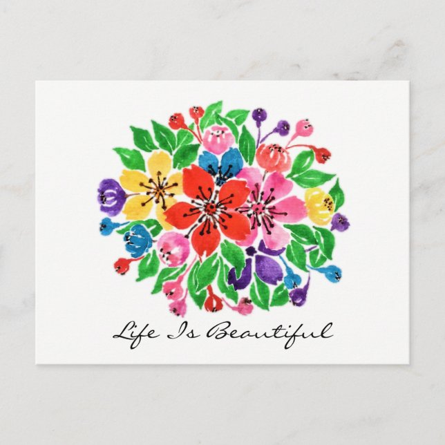 Carte Postale Fleurs aquarelles (Devant)