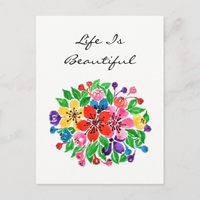 Carte Postale Fleurs aquarelles (Devant)