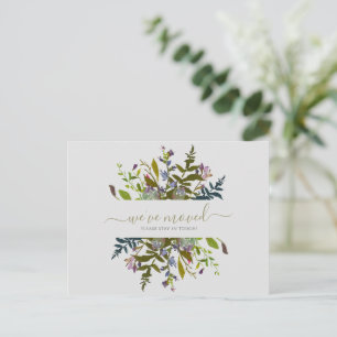 Carte Postale Fleurs aquarelles Nous avons déménagé Nouveau domi