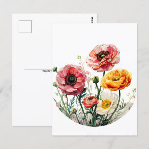 Carte Postale Fleurs aquarelles, Passage