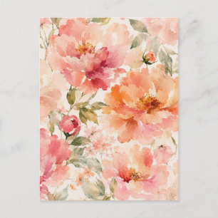 Carte Postale Fleurs aquarelles romantiques chaudes d'été