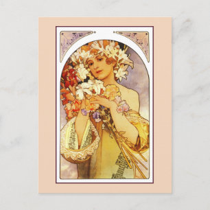 Carte Postale Fleurs, Art Nouveau Alphonse Alfons Mucha