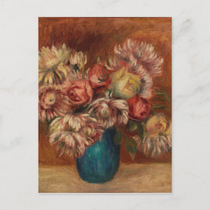 Carte Postale Fleurs Auguste Renoir vintages dans un Vase Vert
