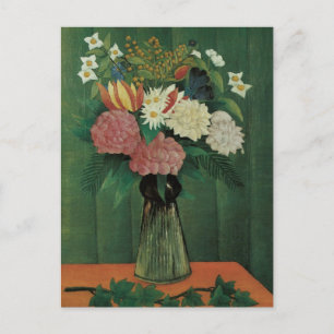 Carte Postale Fleurs avec Ivy par Henri Rousseau, Floral Vintage