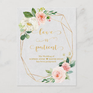 Carte Postale Fleurs Blanches Bleues Or L'amour est Mariage pati