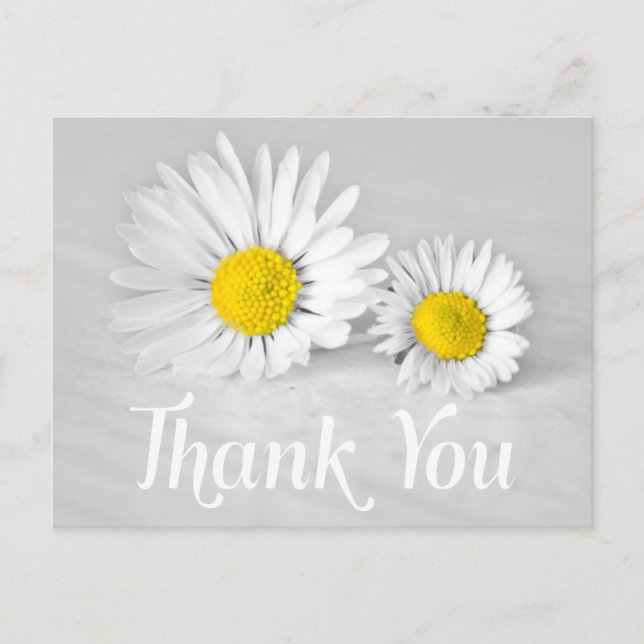 Carte Postale Fleurs blanches Merci Floral Gris (Devant)