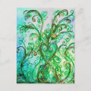 Carte Postale FLEURS BLANCHES vert vif bleu blanc