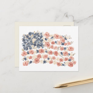 Carte Postale Fleurs Bleu Blanc Rouge