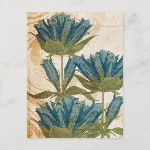 Carte Postale Fleurs Bleues Mariage Vintage