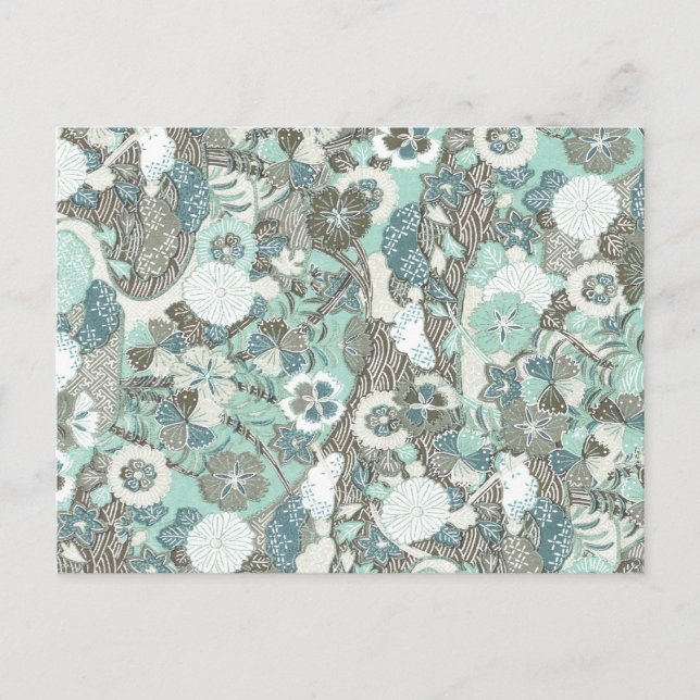 Carte Postale Fleurs Brown bleues Abstraites (Devant)