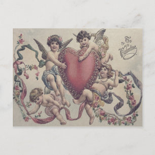 Carte Postale Fleurs Coeur Coeur Épides Cherub