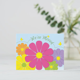 Carte Postale Fleurs colorées enjouées Nous avons déplacé la car