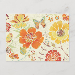 Carte Postale Fleurs colorées et papillons