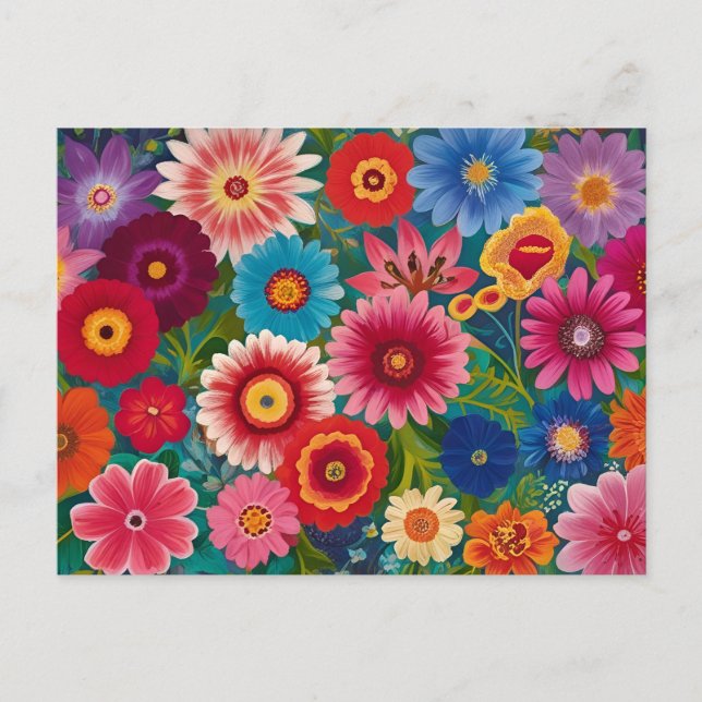 Carte Postale Fleurs Colorées pour Toute Occasion  (Devant)