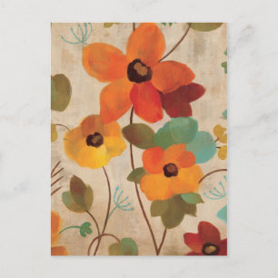 Carte Postale Fleurs colorées sur un Arrière - plan blanc