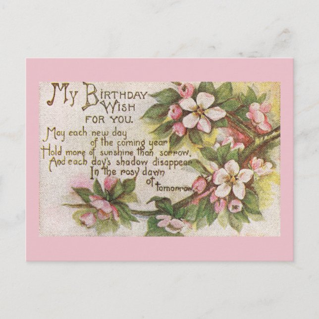 Carte Postale Fleurs d'anniversaire vintages (Devant)
