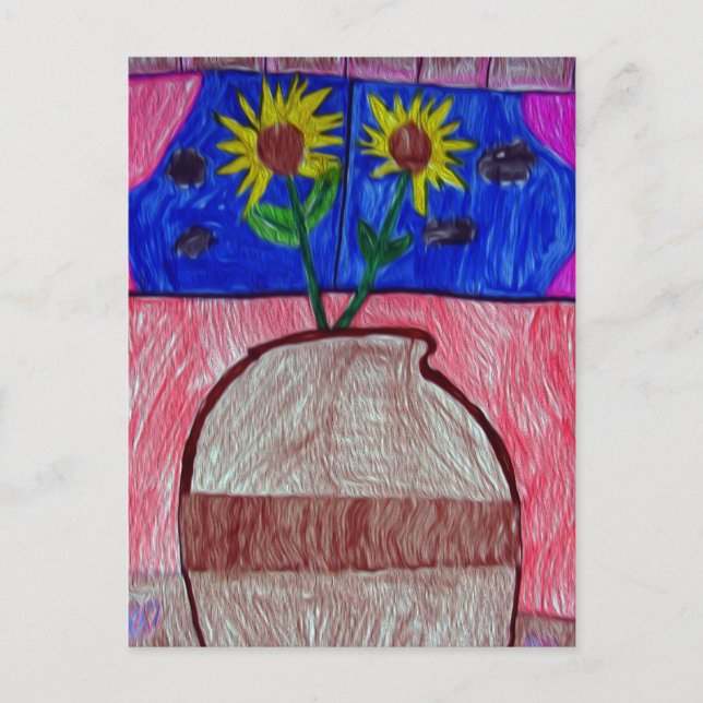 Carte Postale Fleurs dans un Vase (Devant)