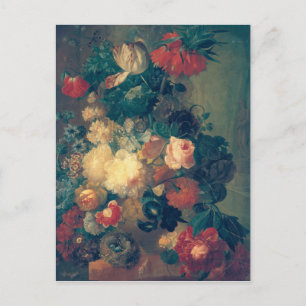 Carte Postale Fleurs dans un vase avec un nid d'oiseaux