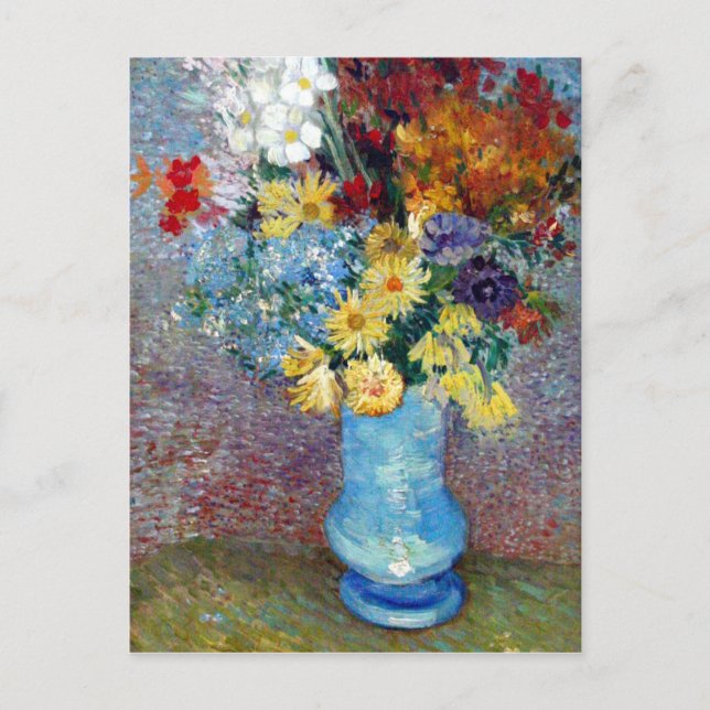 Carte Postale Fleurs dans un vase bleu de Vincent van Gogh (Devant)