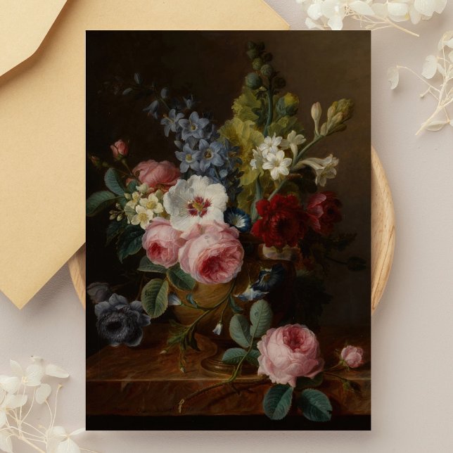 Carte Postale Fleurs dans un vase sur une haie de marbre (Créateur téléchargé)