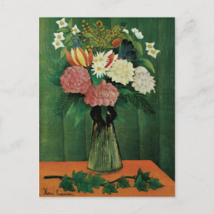 Carte Postale Fleurs dans un vase vert