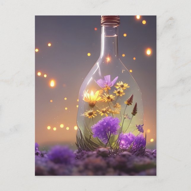 Carte Postale Fleurs dans une bouteille (Devant)