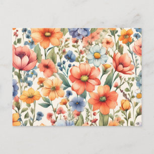 Carte Postale Fleurs d'aquarelle Abstraites pour n'importe quell