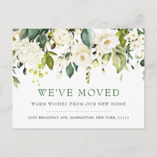 Carte Postale Fleurs d'aquarelle blanche ivoire en mouvement Fai