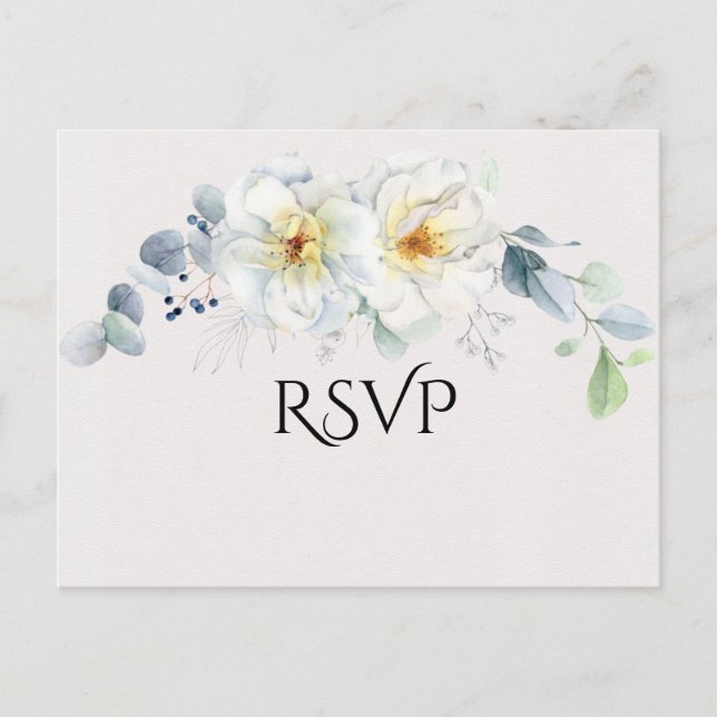 Carte Postale Fleurs d'aquarelle bleu et blanc (Devant)