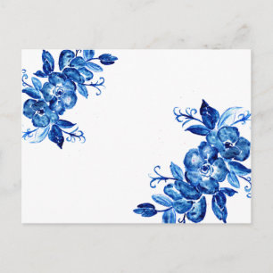 Carte Postale Fleurs d'aquarelle bleue