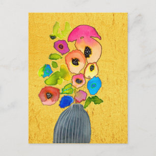 Carte Postale Fleurs d'aquarelle fleurie colorée